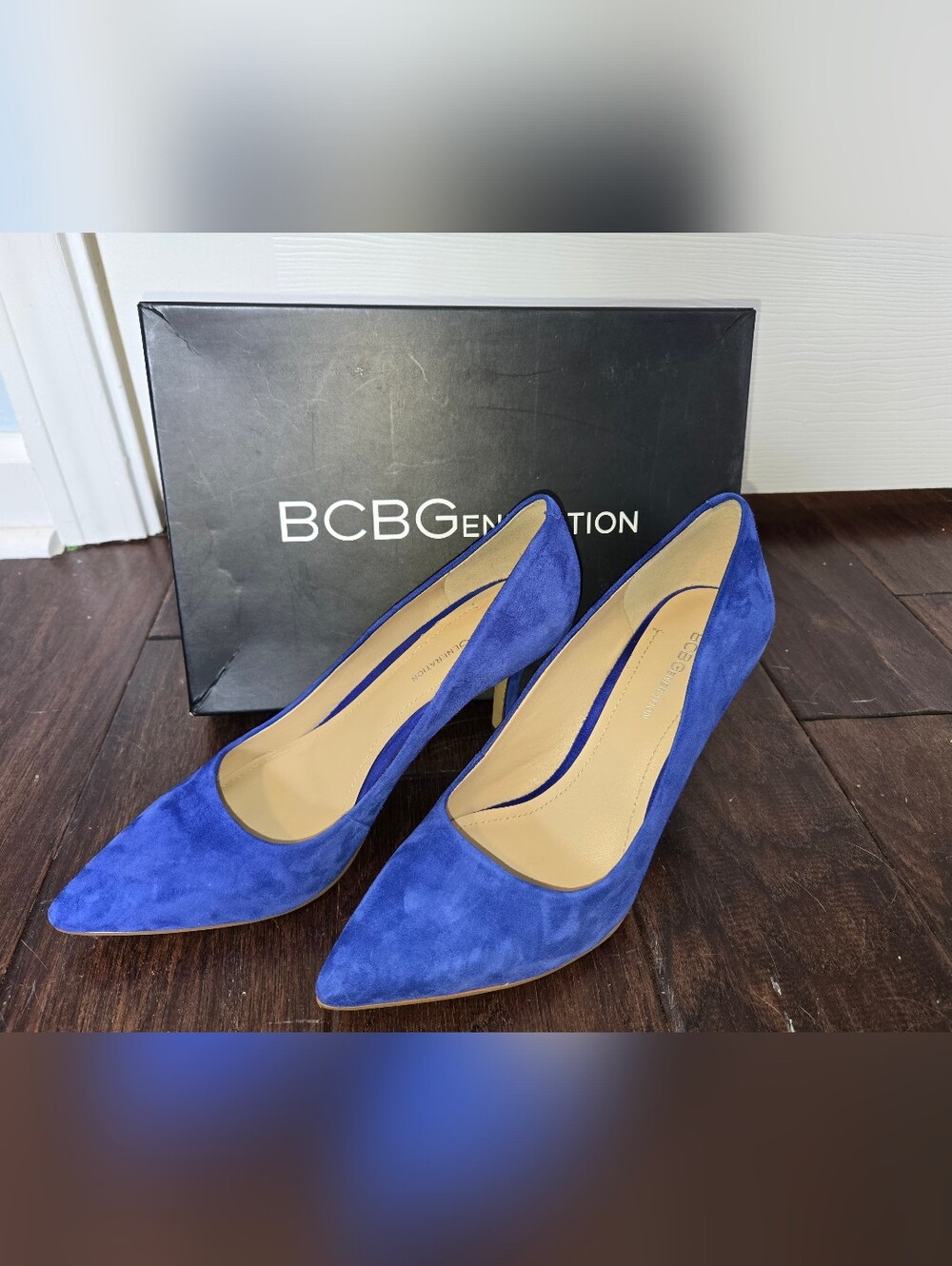 BCBGeneration Royal Blue Suede Stiletto Pumps Sz 8M/38